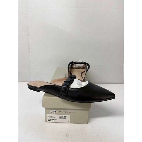 Bandolino Women's Sonny Black Mules Flats Faux Leather Pointed Toe Slip On Sz 9M - Picture 1 of 9